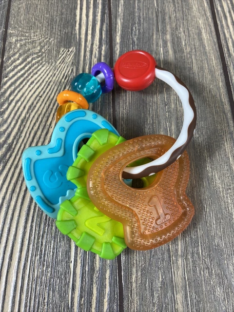 Infantino Baby Toddler Teether Ring Orange Blue Green Keys 123