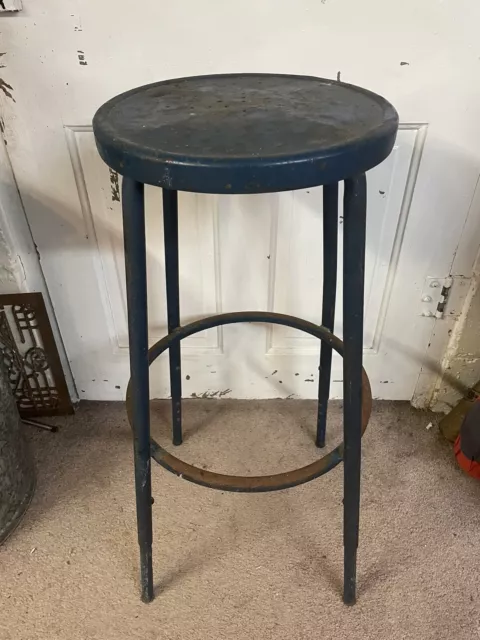 Vintage Industrial Metal Stool Chair Drafting Shop Retro Prop Rustic ￼adjustable