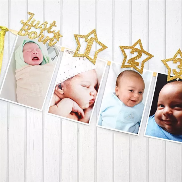 baby growth record 1-12 mouth photo ribbon banner for 1st birthday party O bd Ni