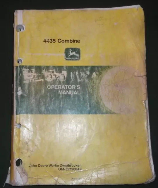 John Deere 4435 Combinare Operatore Operazione & Cura Manuale Libro