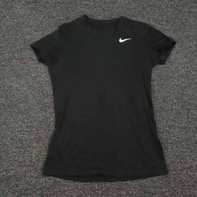 Nike Shirt Girls Small Black Dri-Fit Short Sleeve Breathable Running Youth