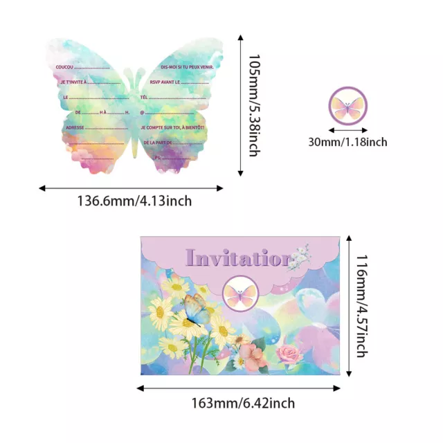 36pcs Butterfly Invitation Card Set Greeting With Envelope Sticker Baby Shower