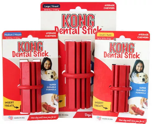 KONG¹ CLASSIC DENTAL STICK jouet macher chien caoutchouc friandises taille S/M/L