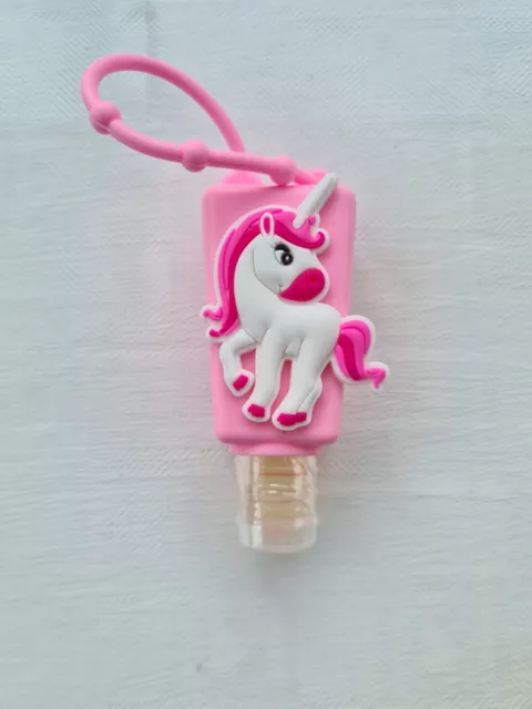 Lindo Llavero Desinfectante Unicornio Rosa Caliente Aroma Limón Recargable Antibac