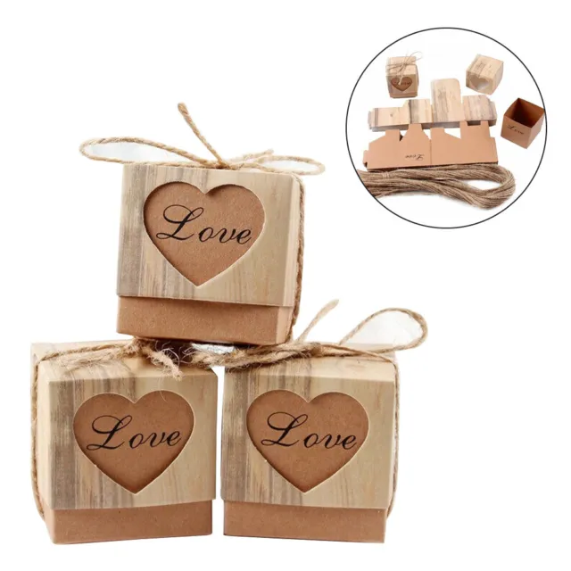 New 50x Wedding Party Favor Rustic Kraft Paper Candy Sweets Chocolate Gift Boxes