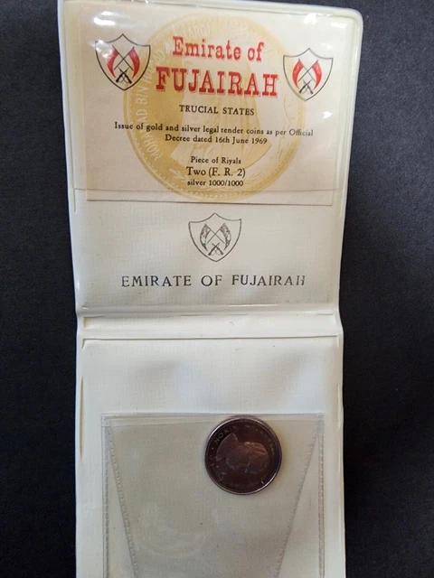 1970 Fujairah 2 Riyals Silver Proof President Nixon United Arab Emirates