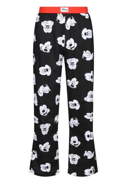 Disney Mens Lounge Pants Adult Cotton Black Mickey Mouse Expressions Printed PJs