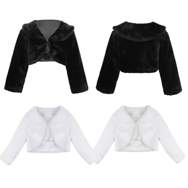 Kids Baby Girls Faux Fur Princess Bolero Shrug Cardigan Cape Warm Coat Jacket