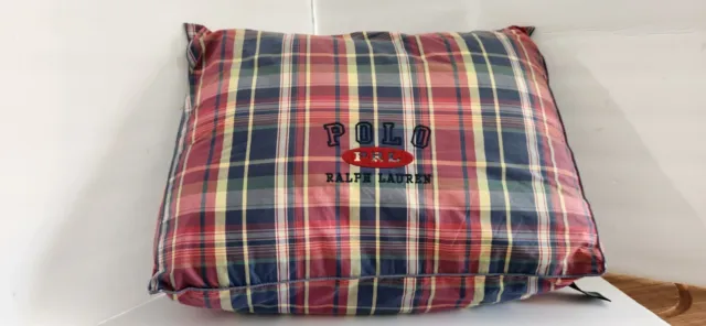 Polo Ralph Lauren Garrison Wedge Bolster Bedside Pillow Tartan Plaid 20" Wide