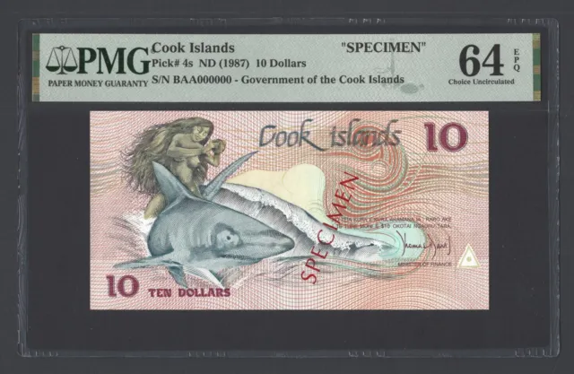 Cook Islands 10 Dollars  ND(1987) P4s Specimen Uncirculated Grade 64