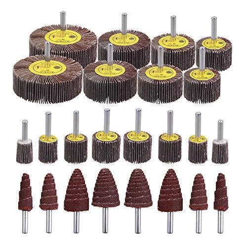 24 Pack Abrasive Flap Wheel Sander,80 Grit Flap Wheels 1/4 Inch Shank for