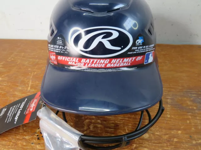 New Rawlings RCFHFG-N Batters Helmet with Face Guard Blue Size 6.5-7.5 coolflo 2