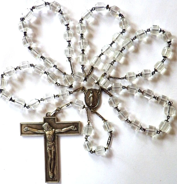 ⭐ Vintage Rosaries  Sterling Rosary ✞  Crucifix Art Deco ✞ Catholic Bridal Beads