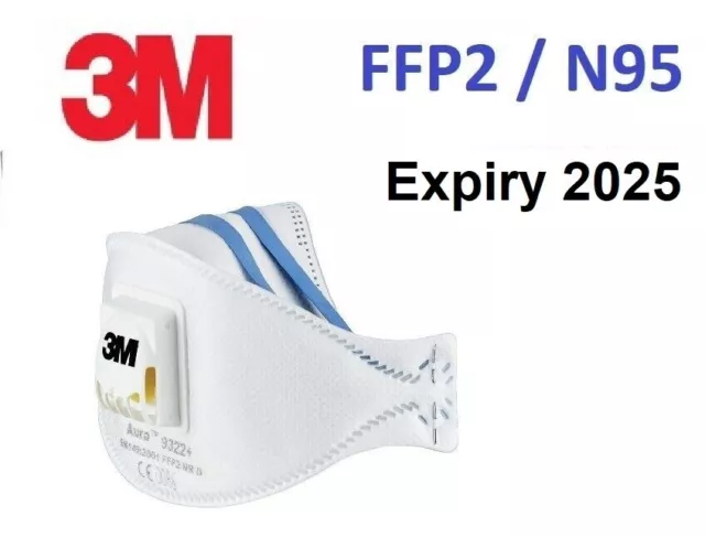 3M Aura 9322+ Ffp2 N95 Sealed Disposable Dust Mist Face Mask Respirator Valved