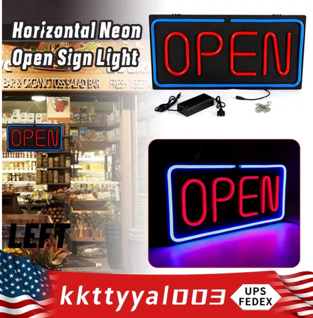 Horizontal Neon Open Sign Light Opensign Restaurant Business Bar Bright Lamp