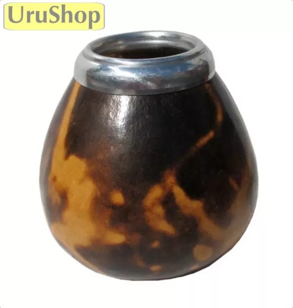 M90 Natural Mate Gourd With Fire Decorated Splash - Cup For Yerba Mate