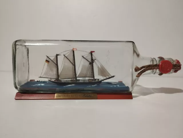 🟢Ship gaffel schooner elite in a bottle"Germany/🟢 11 inches