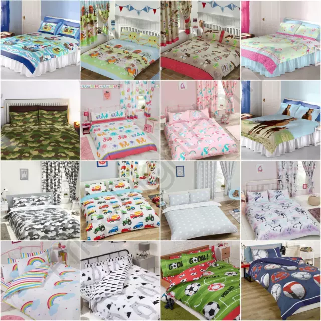 Kids Double Duvet Cover Sets Boys Girls - Stars Football Dinosaur Camo Space