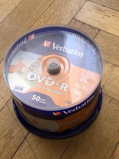 Pack 50x VERBATIM DVD-R AZO 4.7GB 16X 120min- Sealed