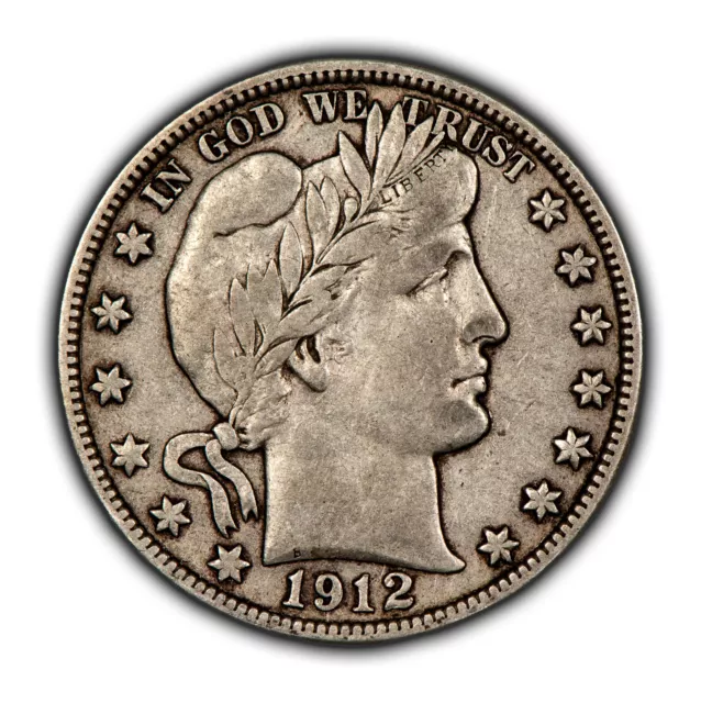 1912-D 50c Barber Silver Half Dollar - Some Luster - Original VF - SKU-H3053