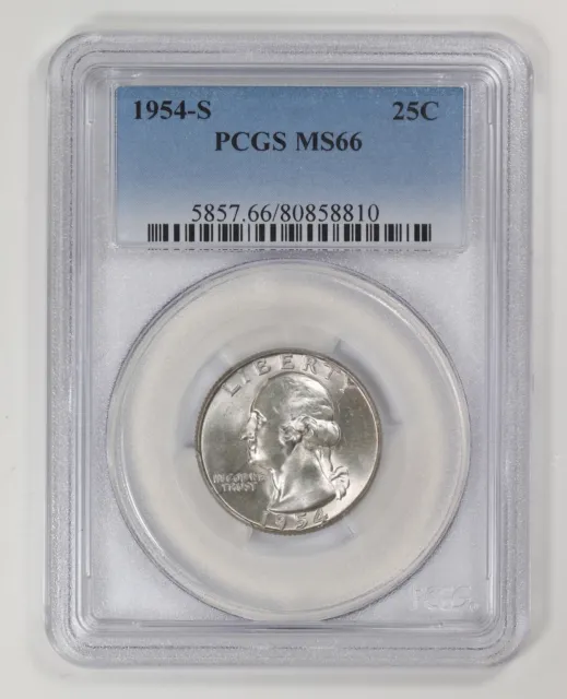 Quarter Dollars Silver Coinage 1954 S PCGS MS-66