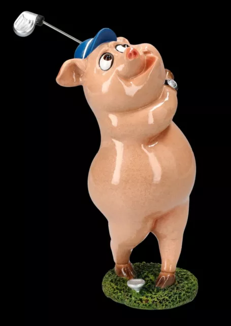 Lustige Schweine Figur beim Golfen - spaßiges Geschenk Fun Glücksbringer