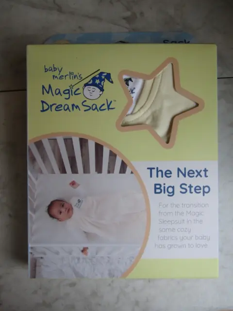 Nuevo con etiquetas Baby Merlins Magic Dream Crema Algodón Saco de Dormir Bebé Pequeño 6-12m 16-24lbs