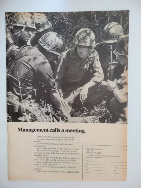 US Army Officer Candidate School Vietnam War 1969 Original Ad Time ~8x11"