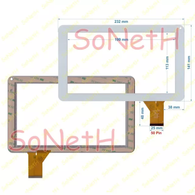 Vetro Touch screen Digitizer 9,0" TERRA 90 GOCLEVER TAB I921 Tablet PC Bianco