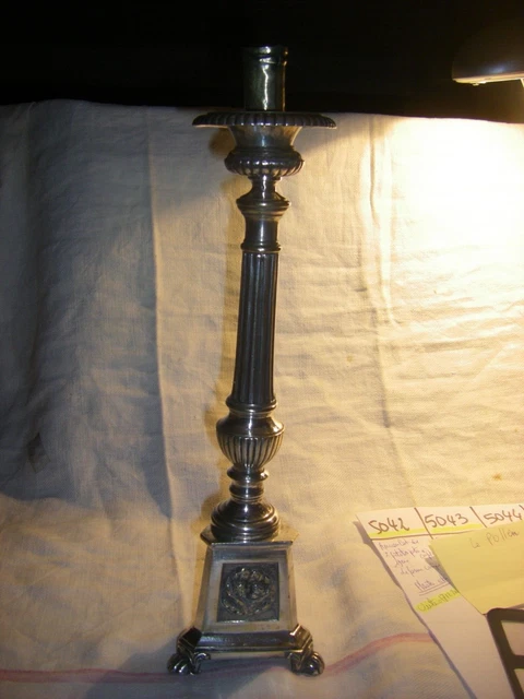 Bougeoir En Bronze Argenté Signé Chrysalia Orfèvre Paris - 17 Cm - XXe Classique