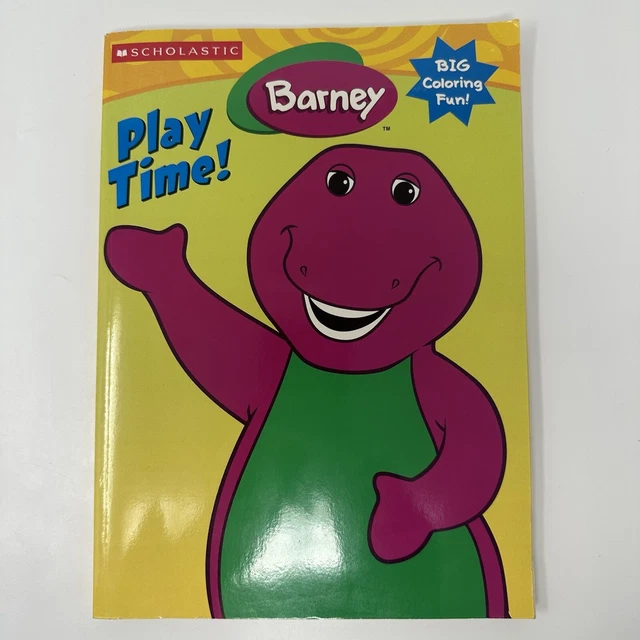 BARNEY PLAY TIME Big Coloring Fun Book 2004 Scholastic Unused Uncolored ...