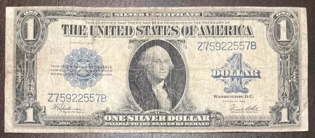1923 $1 Silver Certificate Large United States Blue Seal Banknote