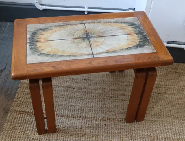 Vintage Danish Tiled Top Coffee Table Mid Century Solid Teak 70s Trioh/Ox Art?