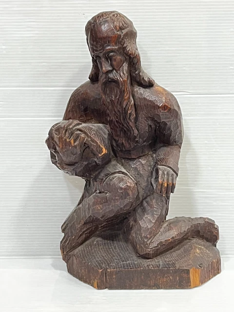ANCIENNE STATUE RELIGIEUSE de SAINT EN BOIS  sculpture église