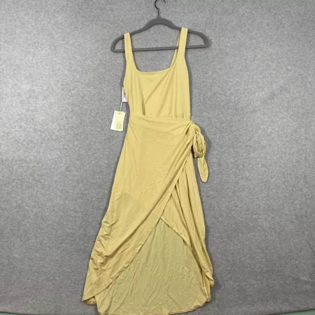 Aritzia Wilfred Womens Size M Midi Sarong Dress Sleeveless Yellow Stretch