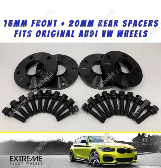 Black Wheel Spacers 15mm 20mm For Audi Q7 Volkswagen Touareg Alloy + Bolts 5x130