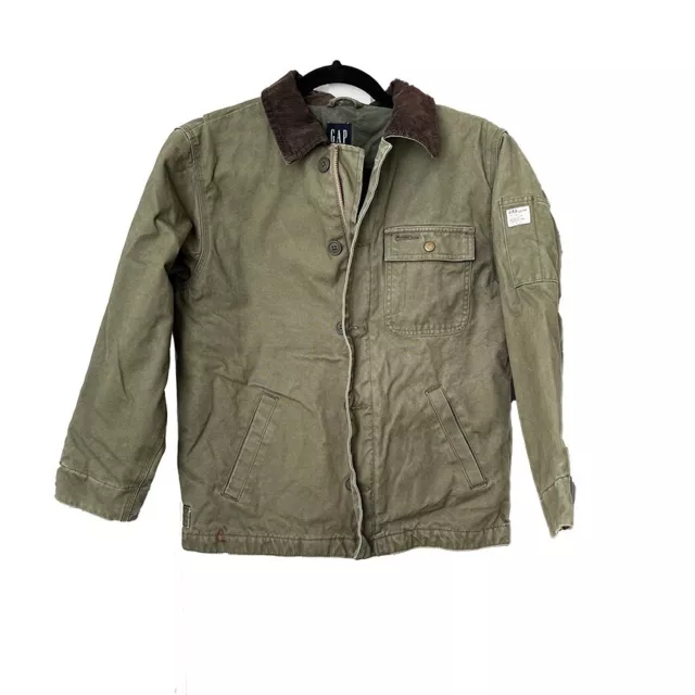 Gap Gear Kids Boys Olive Collared Utility Jacket Coat Size L (10)