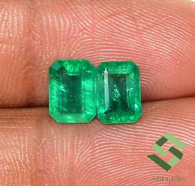 8x6 MM Smeraldo Naturale Taglio Ottagonale Paio 3.03 K Non Trattato Sfuso Gemme