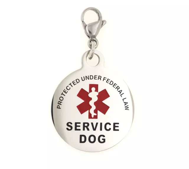 Custom Engraving Service Dog Tag w/ Red Medical Alert Symbol 1.25" Pet ID Tag