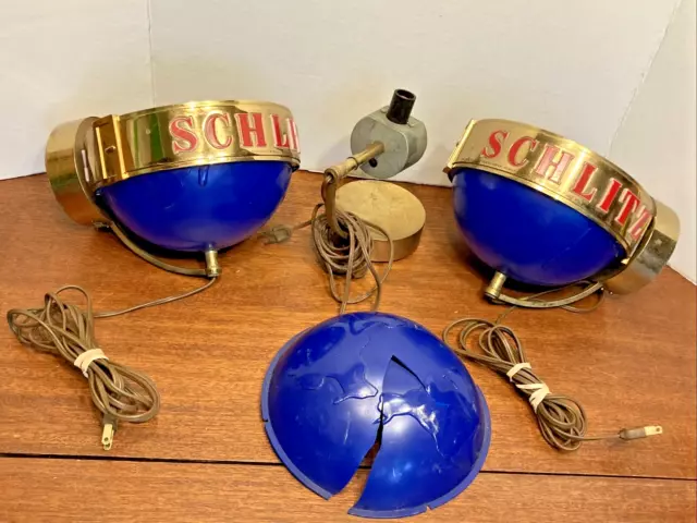 3 1961 Vintage Schlitz Beer Rotating Lighted Globe Sign Form 195 PARTS OR REPAIR