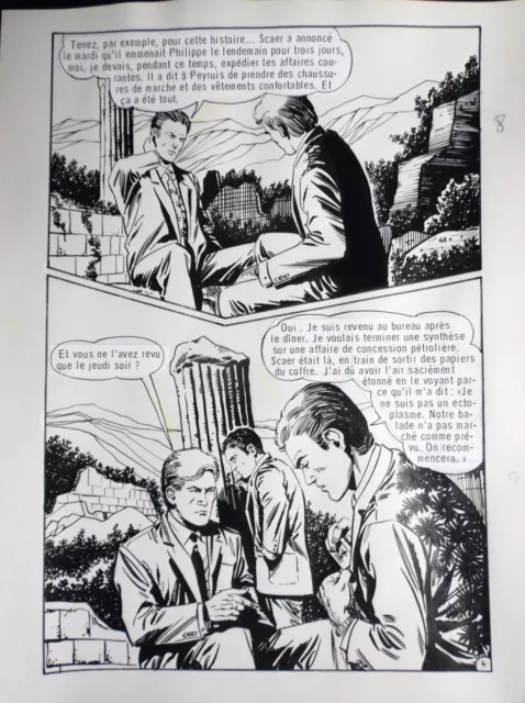 Planche originale Ce soir à Chiraz Vicomte 4 adaptation Fleuve noir Fred Noro