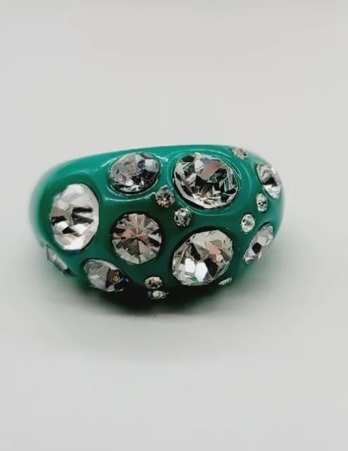 Avon RING Size 8.5 Colorburst with RhineStones GREEN Cocktail 2010 #9