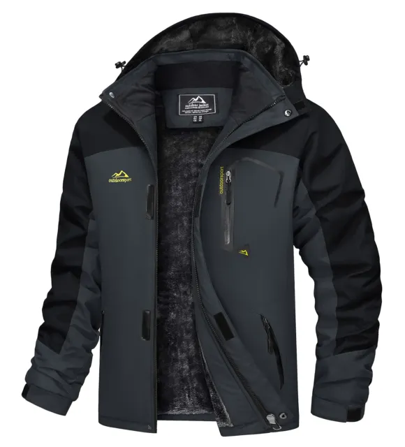 Mens Thermal Hiking Jacket Insulated Fleece Lining Ski Snowboard Waterproof Coat 11