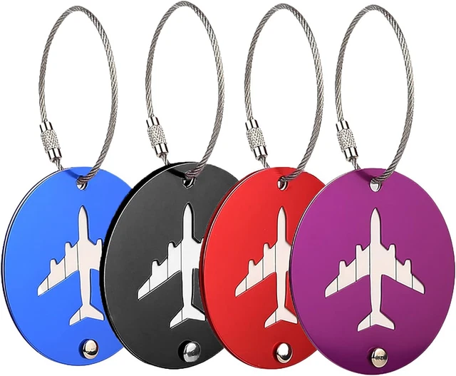 Wendergo 4 Pack Luggage Tags for Travel, Luggage Tag with Name ID Card, Aluminum