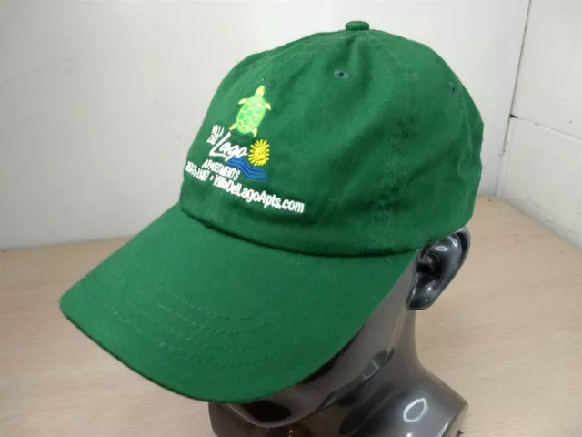 Villa Del Lago Apartments Adjustable Strapback Baseball Hat/Cap, Green, Turtle 3