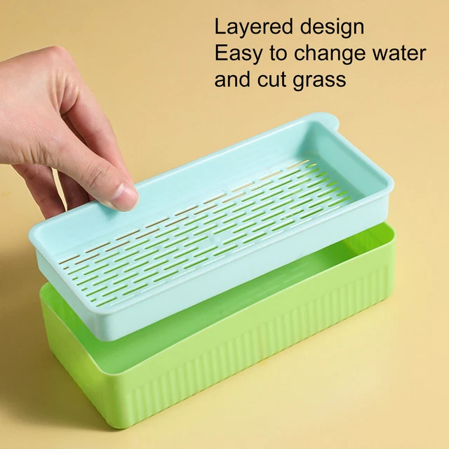 Caja de pasto para gato de doble capa para plantar plantas hidropónicas maceta espesada