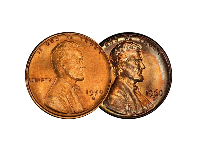1950 S 1960 D Lincoln Wheat Memorial Cent 1c Brilliant Uncirculated 2 Set