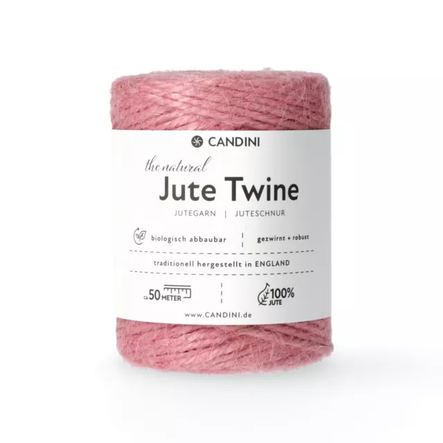 Jutegarn - rosa, 50m, 2-3mm Jute - Schnur Kordel Paketschnur Bastelschnur Deko