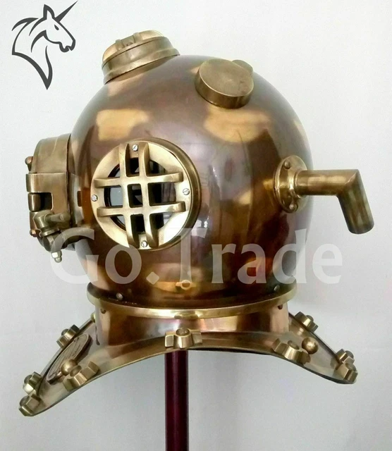 Réplique Ancien Casque De Plongée US Marine Mark V - Laiton/métal - Neuf Décoration