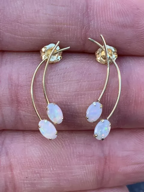 14ct Gold Opal Drop Earrings, 14k 585